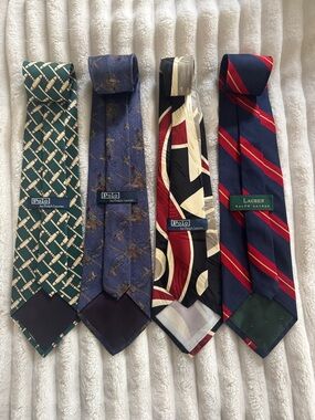 Ralph Lauren Men's Silk Tie Set – Green, Blue, Black/Red/Cream, Navy/Red